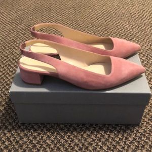 NIB Everlane pink suede heeled shoes